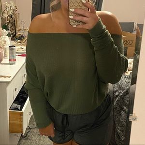 Off-shoulder long sleeve top